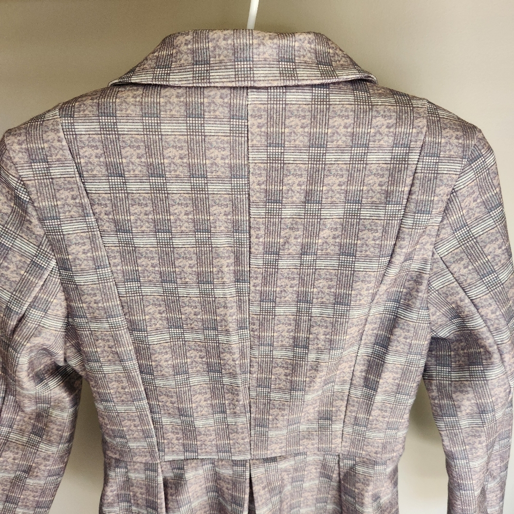 Blazer - 3 Button Flared Bottom Collared Plaid Fi… - image 4